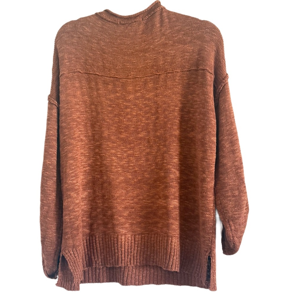Stitch & Feather V-Neck Button Henley Sweater in Rust Brown S/M - Picture 8 of 9